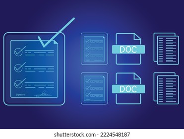 Concepto de firma electrónica: Firma electrónica de documentos digitales en pantalla de laptop virtual