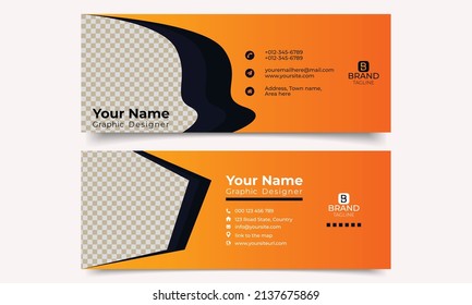 Electronic signature or contemporary, creative and abstract email footer. Business, corporate vector layout mail template design.