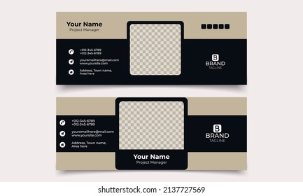 Electronic signature or contemporary, creative and abstract email footer. Business, corporate vector layout mail template design.