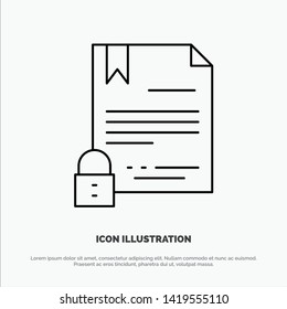 Electronic Signature, Contract, Digital, Document, Internet Line Icon Vector