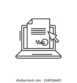 Electronic signature of the contract line icon concept. Electronic signature of the contract vector linear illustration, symbol, sign