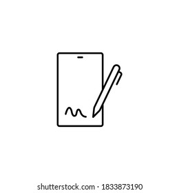 Electronic Signature, Digital Signature Simple Thin Line Icon Vector Illustration