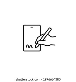 Electronic Signature, Digital Signature Simple Thin Line Icon Vector Illustration