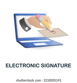 Electronic Signature icon. 3d illustration from fintech industry collection. Creative Electronic Signature 3d icon for web design, templates, infographics and more