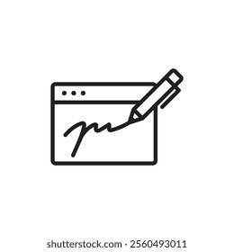 Electronic signature icon Black and white logo