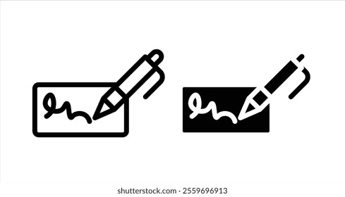 Electronic signature Icon collection in filled and stroke style.