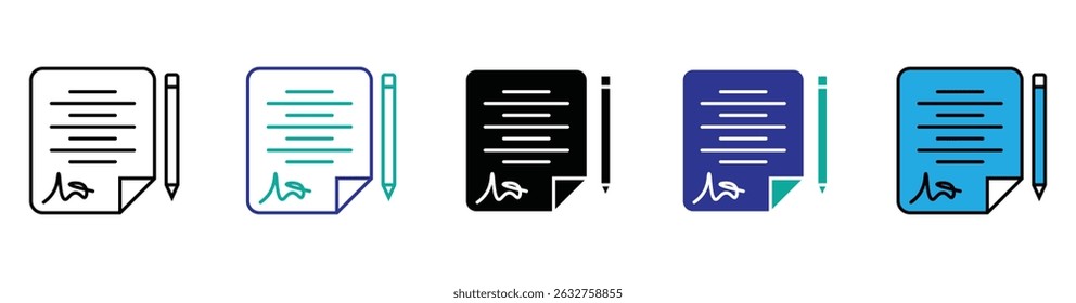 Electronic signature icon in filled, thin line, outline and stroke style. Vector illustration of two colored and black electronic signature vector icons designs can be used for mobile, UI 