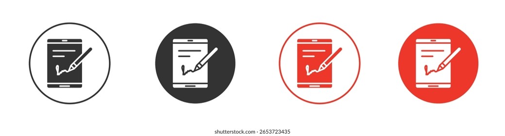 Electronic signature icon for logo, vector sign symbol for design