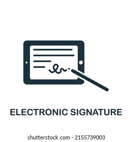 Icono de firma electrónica. Monocromo simple icono de la industria Fintech para plantillas, diseño web e infografías