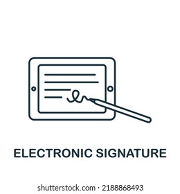 Electronic Signature icon. Monochrome simple Fintech Industry icon for templates, web design and infographics