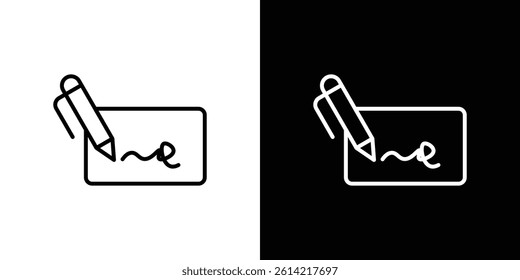 Electronic signature icon outline collection for web design