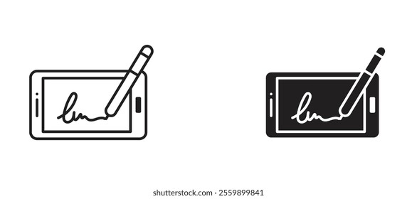 Electronic signature Icon set in black color for ui designs