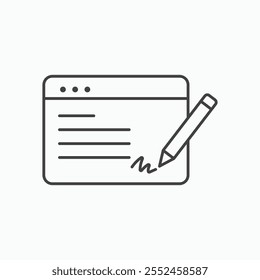 Electronic signature icon set in blackthin line style.