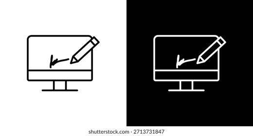 Icono de firma Electrónica. Símbolo plano simple. Ilustración de pictograma de contorno negro perfecto