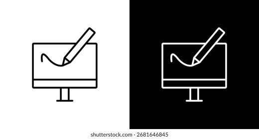 Pictograma Electrónica del Vector del icono de la firma. concepto blanco y negro del icono