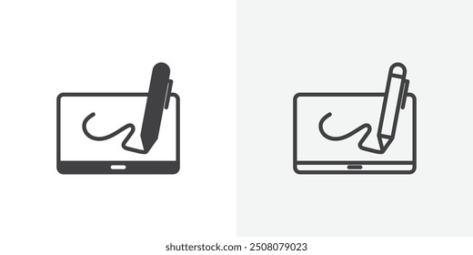 Electronic signature icon in solid and outlined style