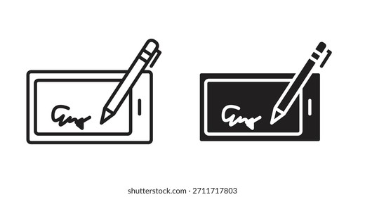 Icono de firma Electrónica en estilo lineal delgado y plano. conjunto de signos y símbolos