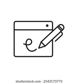 Electronic signature icon. thin stroke and solid.