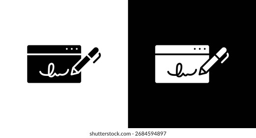 Ícone de assinatura eletrônica, Gráficos vetoriais em estilo preenchido