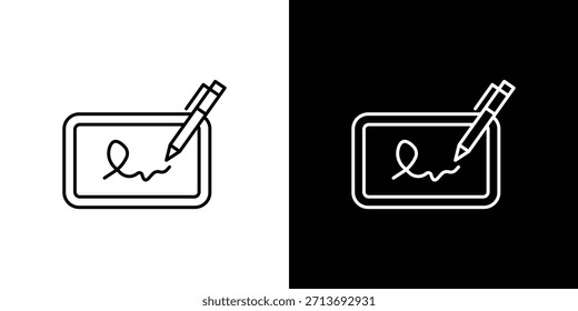 Contorno Electrónica del logotipo del Vector del icono de la firma. símbolos de línea delgada