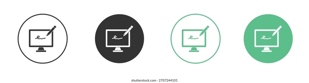 Electronic signature icon Vector simple flat graphic illustration.