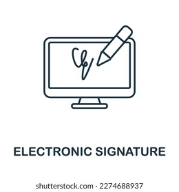 Electronic Signature line icon. Monochrome simple Electronic Signature outline icon for templates, web design and infographics