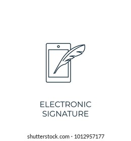 Electronic signature Line icon. Simple element illustration. Electronic signature symbol design from Cryptocurrency collection. Can be used in web and mobile.