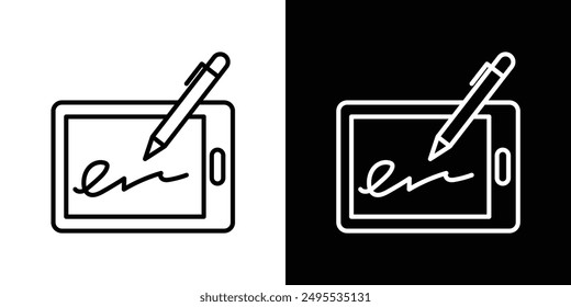 Electronic signature line icon vector illustration set.