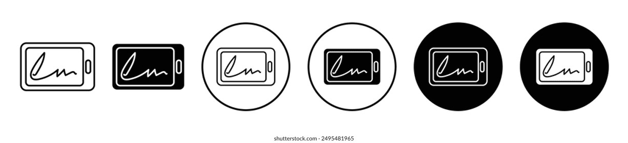 Electronic signature thin line vector icon set.