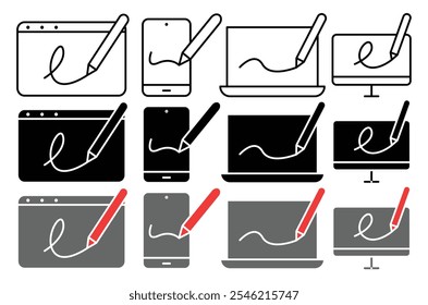 Electronic signature vector icon collection. vector illustration set.