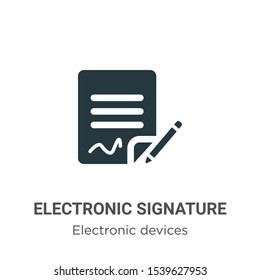Electronic signature vector icon on white background. Flat vector electronic signature icon symbol sign from modern electronic devices collection for mobile concept and web apps design.