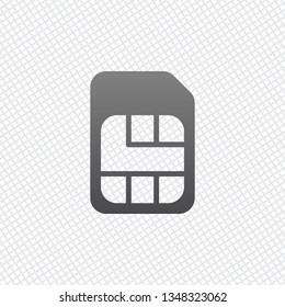Electronic sim card, plastic mobile chip for cellphone. Simple icon. On grid background