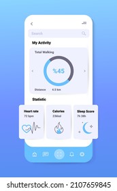 rastreador de aplicaciones de reloj inteligente electrónico en el concepto de control de calidad y cantidad de la pantalla del smartphone