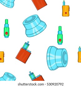 Electronic smoking cigarette pattern. Cartoon illustration of electronic smoking cigarette vector pattern for web