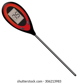 The electronic soil meter for measuring soil moisture. Vector illustration.