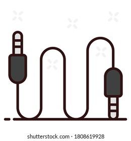 Diseño de iconos de cable de sonido electrónico, conector 
