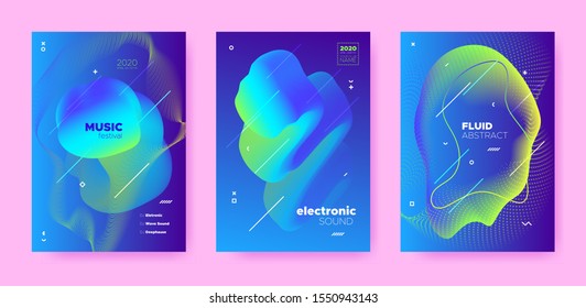 Electronic Sound. Dj Party. Neon Gradient Pattern. Vibrant 3d Fluid Design. Electronic Festival. Dj Flyer. Blue Abstract Design. Blue Futuristic Banner. Modern Abstract Waves. Electronic Concert.