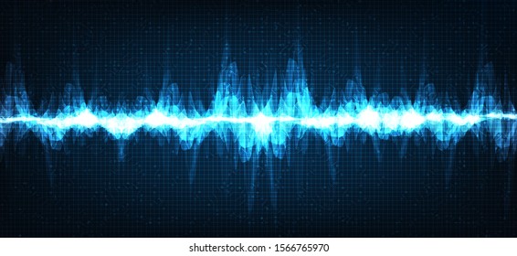 Electronic Sound Wave Low and Hight richter scale on Blue Background,Digital and earthquake wave diagram concept,design for music studio and science,Vector Illustration.