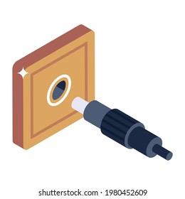 Electronic speaker cable icon, isometric design 