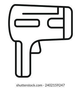 Vector de contorno del icono del radar de velocidad electrónica. Carretera contra la policía. Vehículo de hélice para billetes