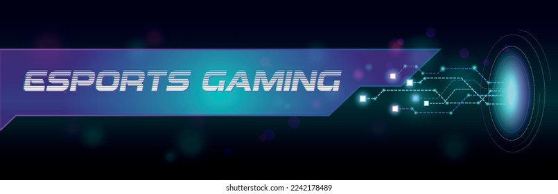 electronic sports banner, cyberpunk background with abstract glowing particles illustration, vector illustration