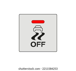 The electronic stability program button is switched off. Turning off the balance system. Modern car sketch drawing. Editable line icon.