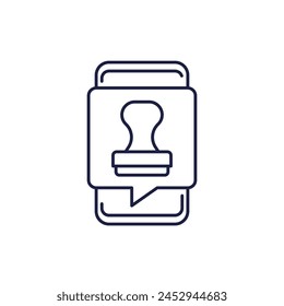 Elektronisches Stempelsymbol mit Telefon, Zeilen-Vektorgrafik