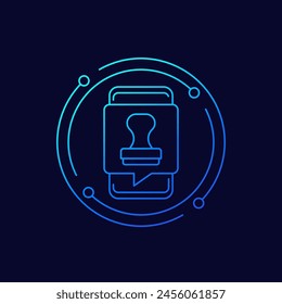 Elektronisches Stempelsymbol mit Telefon, lineares Design