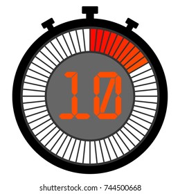 electronic stopwatch with a gradient dial starting with red. 10 seconds