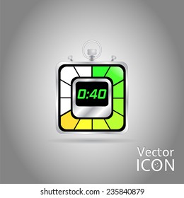 Electronic stopwatch icon. Realistic metallic timer. Forty seconds. Kitchen clock. Flat design style. Made in vector illustration