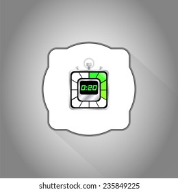 Electronic stopwatch icon. Realistic metallic timer. Twenty seconds. Kitchen clock. Flat design style. Made in vector illustration