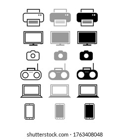 Electronic stuff icon black and white