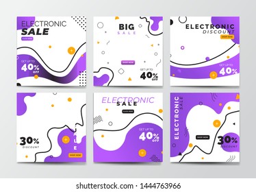 Electronic Style Social Media Banner Template Collection with Purple Color