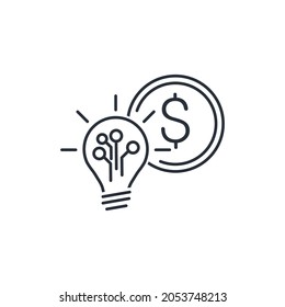 Electronic support and maintenance of financial control. Digital technologies in accounting. Vector linear icon isolated on white background.